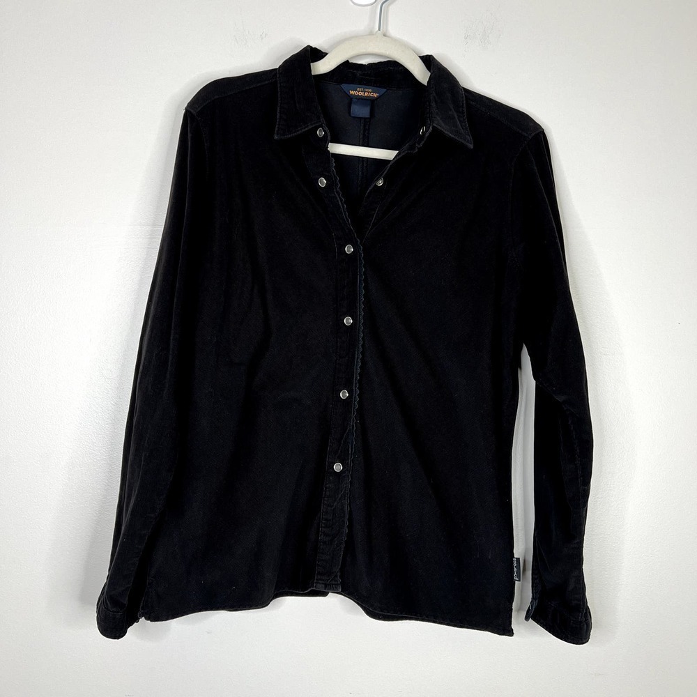 Woolrich Corduroy Ribbed Pearl Snap Scallop Trim‎ Rodeo Button Down Shirt Sz M